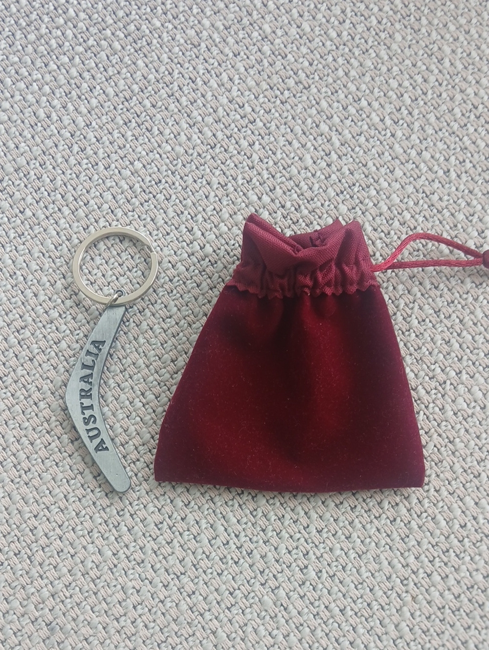 Key Chain with drawstring velour pouch